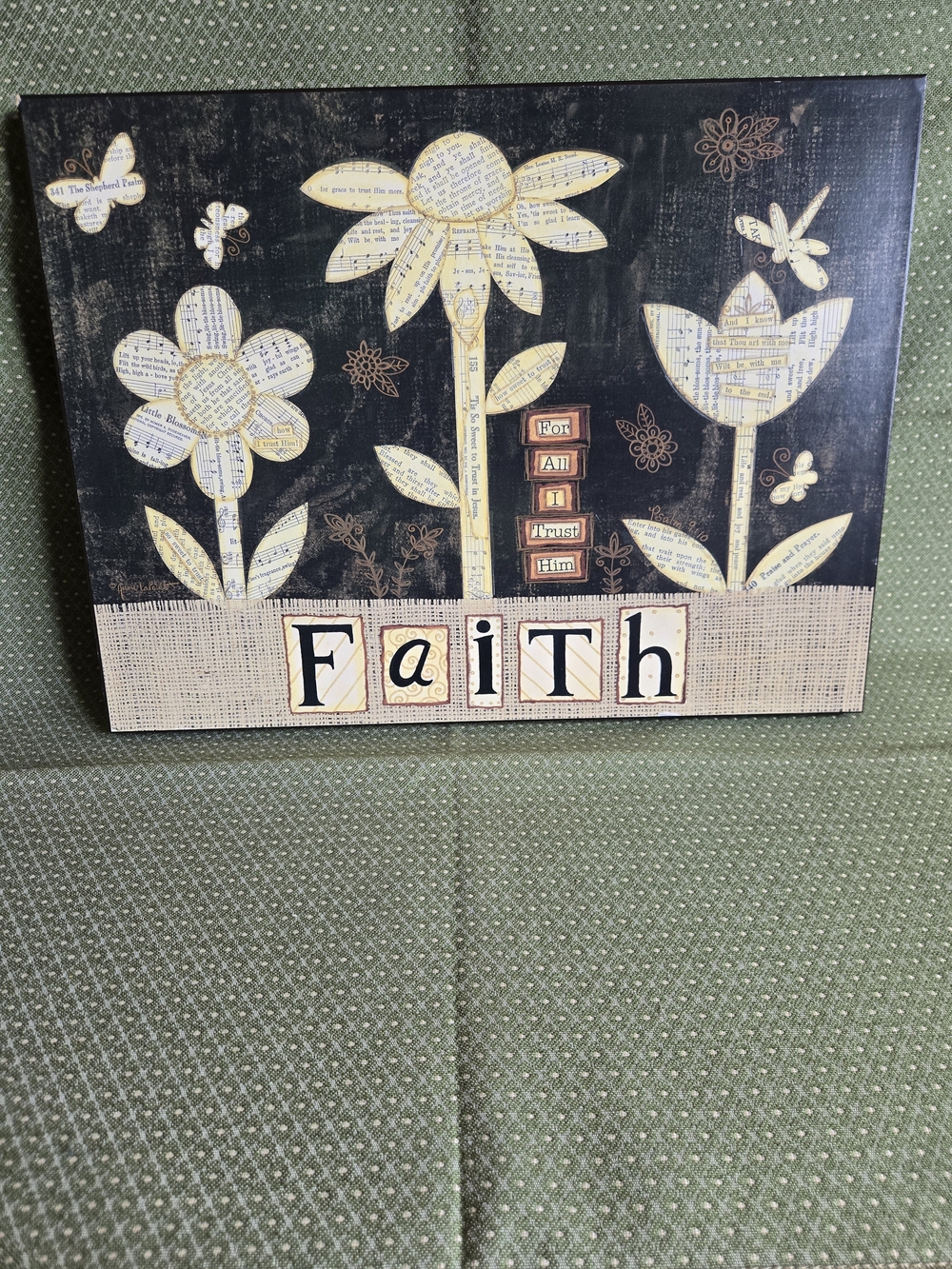Music Sheet Flower Wall Art With Faith Based Sayings
